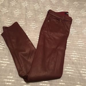 Metallic Maroon Skinny Stretch Jeans